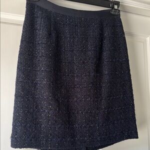 NWT Rebecca Taylor Navy Sparkle Tweed Skirt waist 14” / fits like a Sz 2